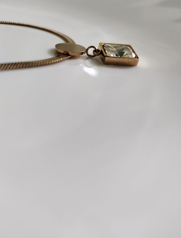 Snake Chain with White Crystal Pendant - Image 3