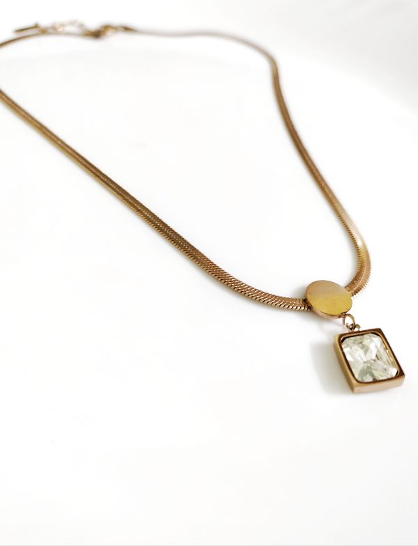 Snake Chain with White Crystal Pendant - Image 2