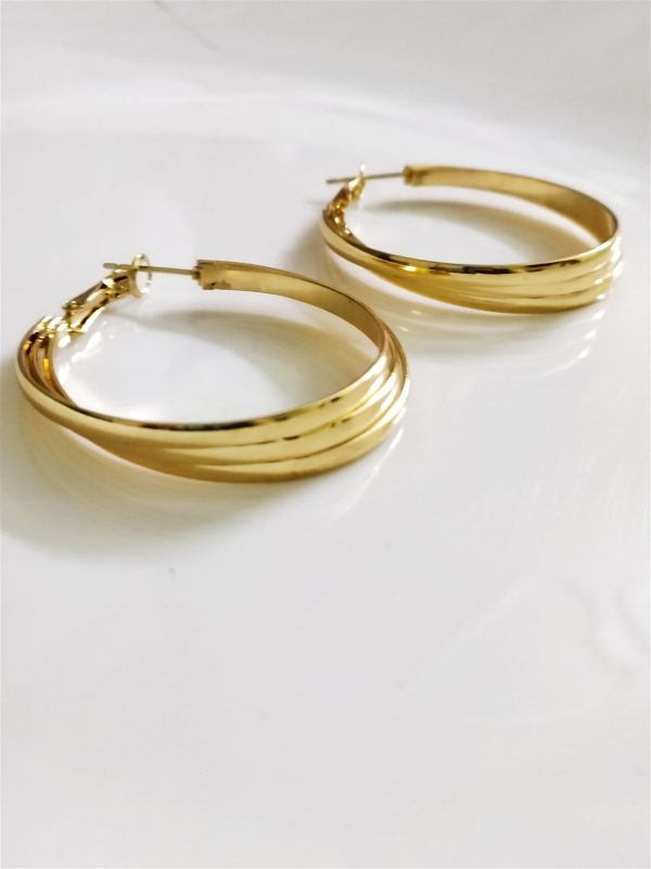 Twisted Three Hoops Earrings - Image 2