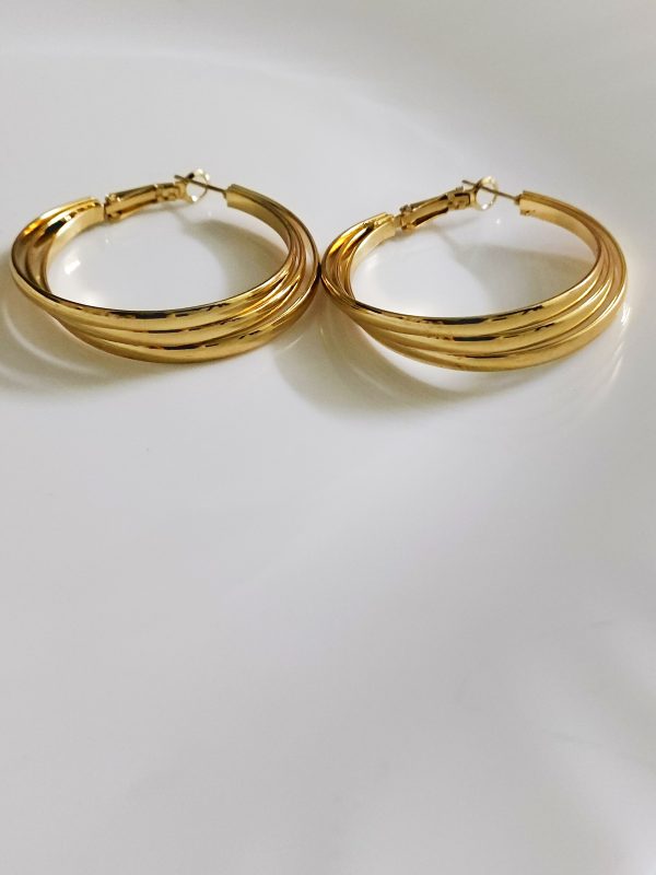Twisted Three Hoops Earrings - Image 3