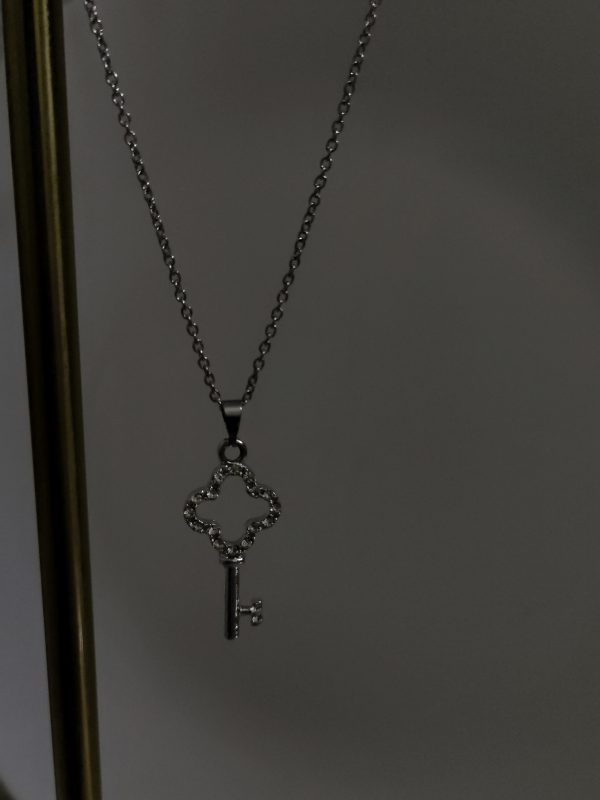 Stone Studded Key Pendant Necklace - Image 2