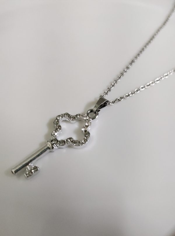 Stone Studded Key Pendant Necklace