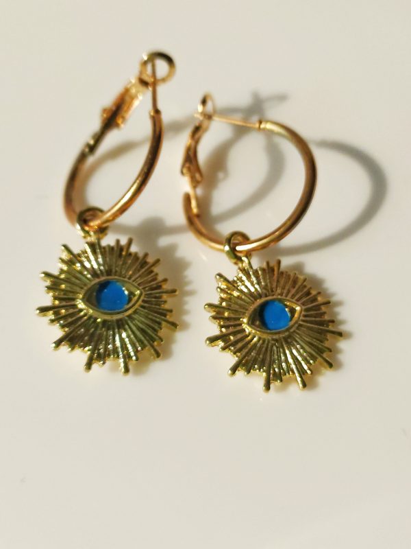 Sun Inspired Evil Eye Huggies