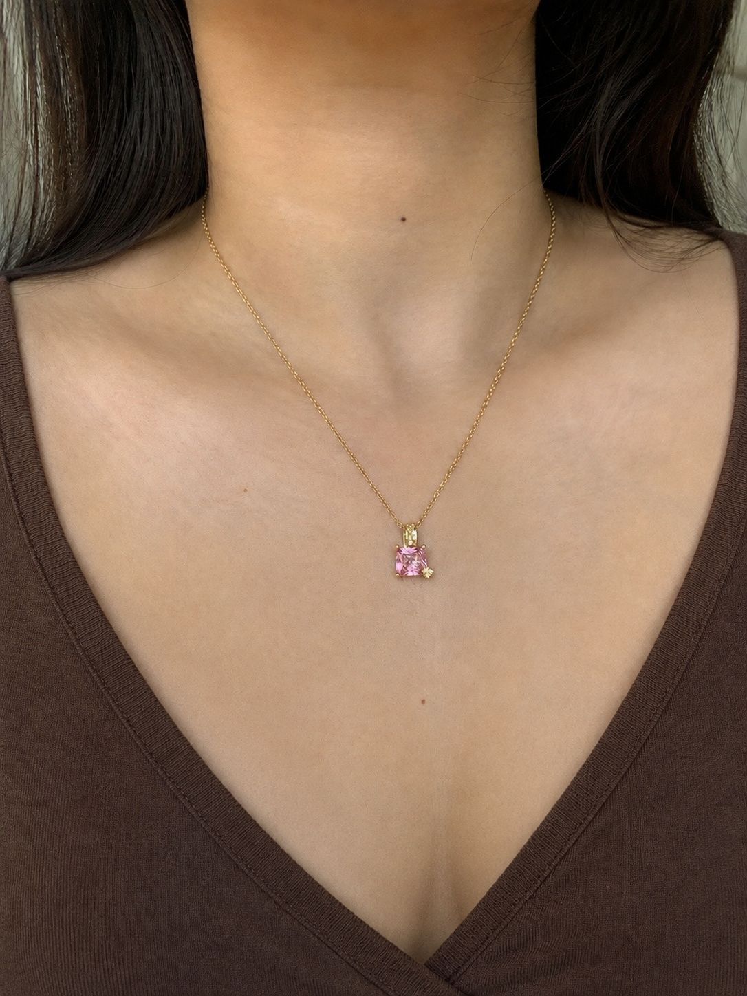 Dainty Chain with Pink Pendant