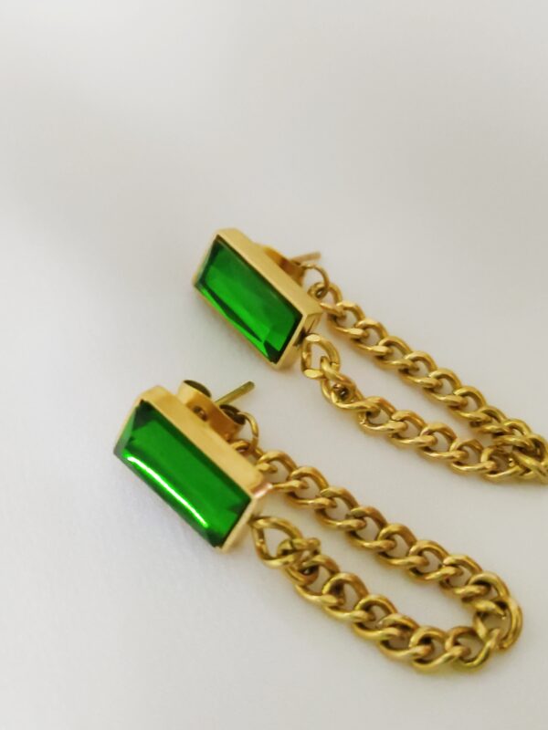 Emerald Chain Collection- Necklace, Bracelet and a pair of Earrings - Image 4