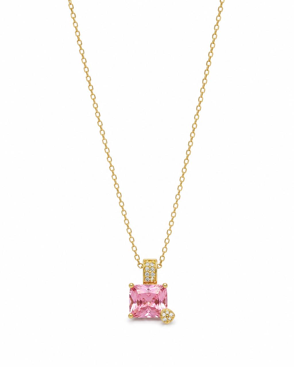 Dainty Chain with Pink Pendant - Image 2