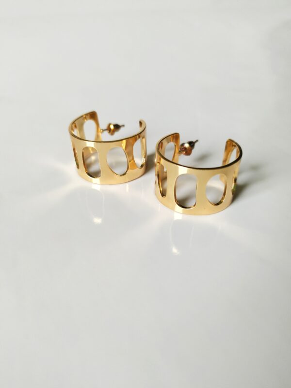 Geometric hollow cuff Hoops - Image 2