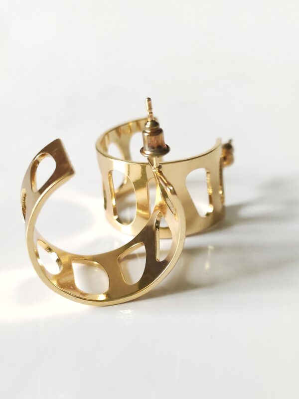 Geometric hollow cuff Hoops - Image 3