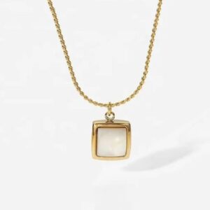 White Square pendant Chain