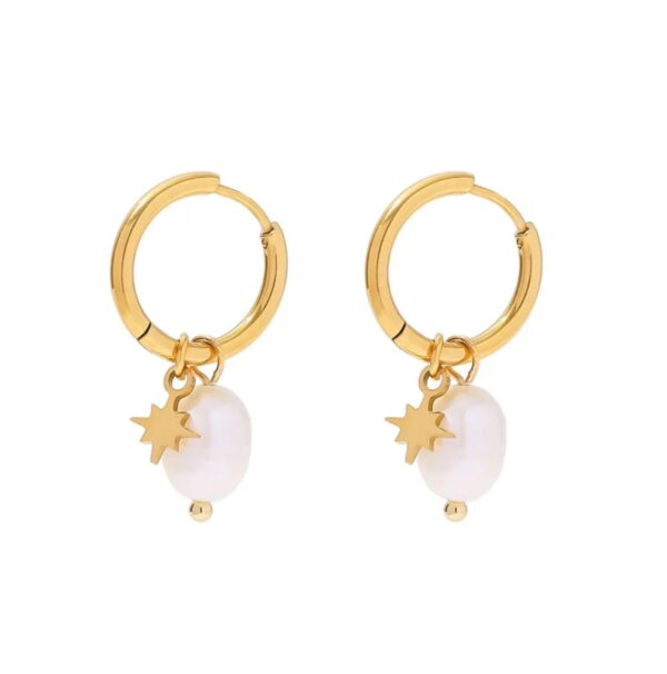 Fresh water pearl and star huggies