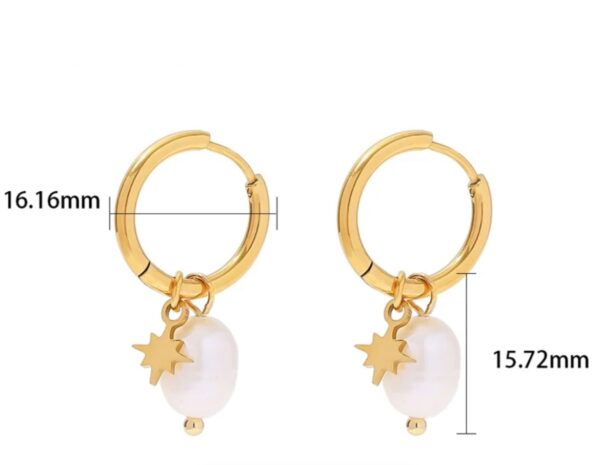 Fresh water pearl and star huggies - Image 3