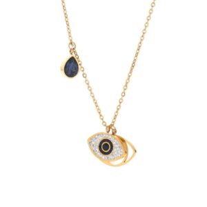 Evil eye with drop sapphire necklace