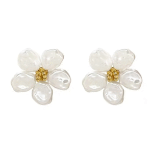 Pearl flower studs