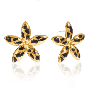 Leopard print star studs
