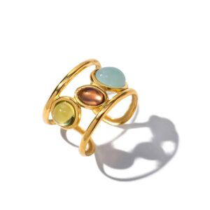Coloured Stone Cuff Ring