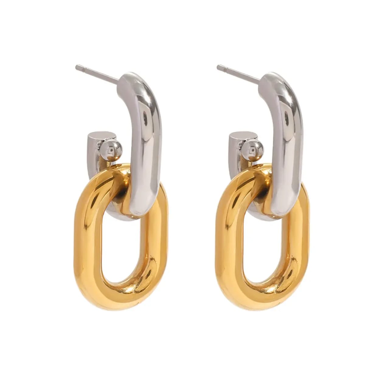 Dual tone Link Earrings