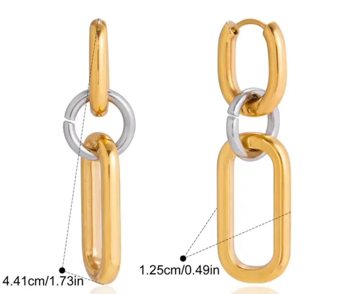 Dual Color Paper Clip Earrings - Image 2