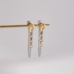 Dual Tone Interlock Chain Earrings
