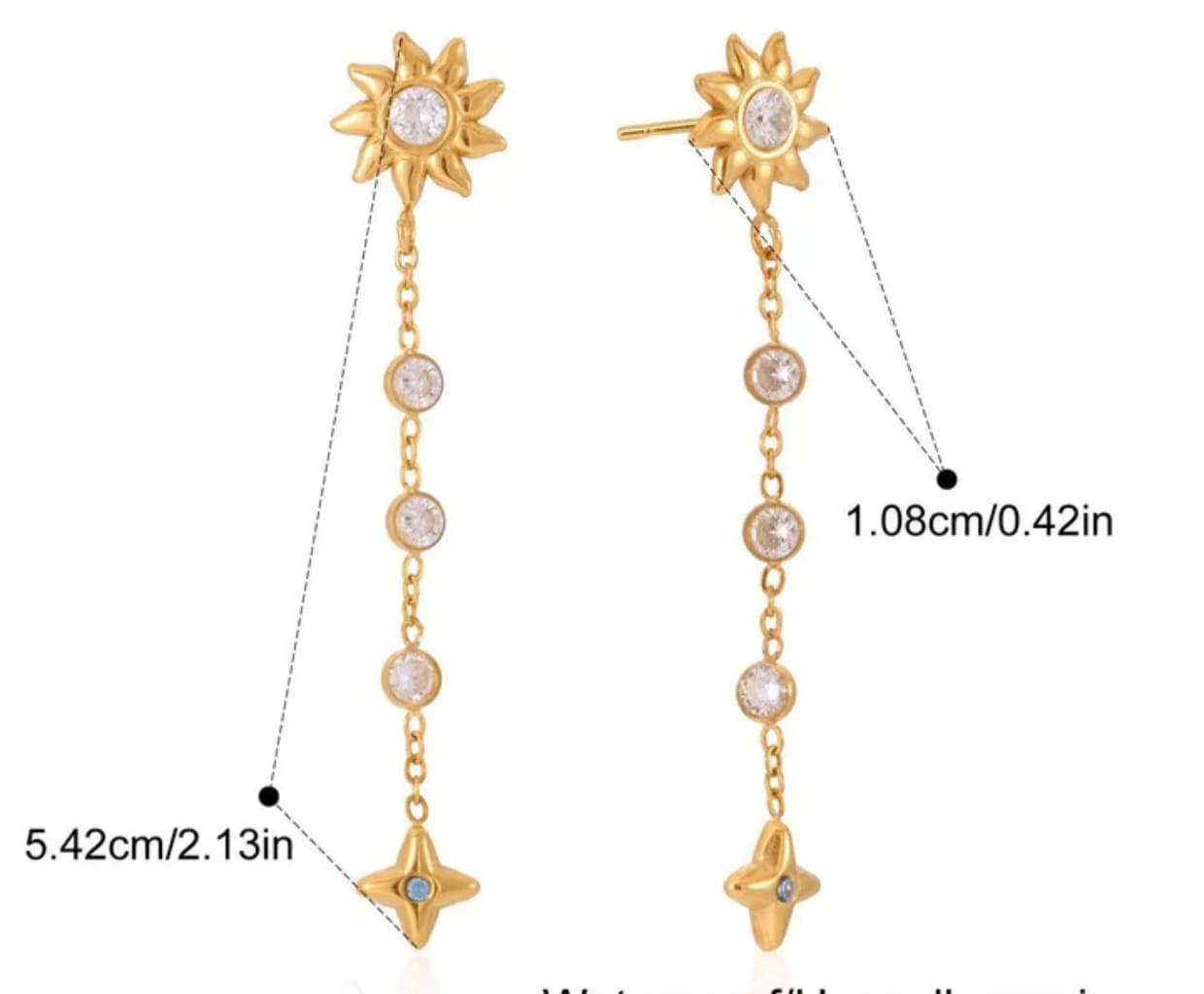 Sunburst Chian Drop Earrings - Image 2