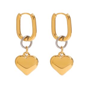 Dual Tone Heart drop Earrings