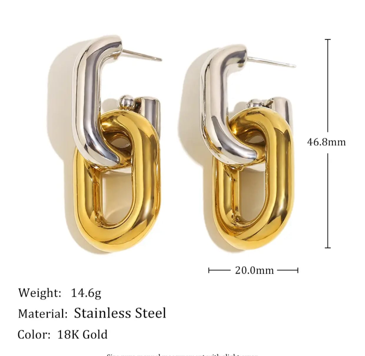 Dual tone Link Earrings - Image 2
