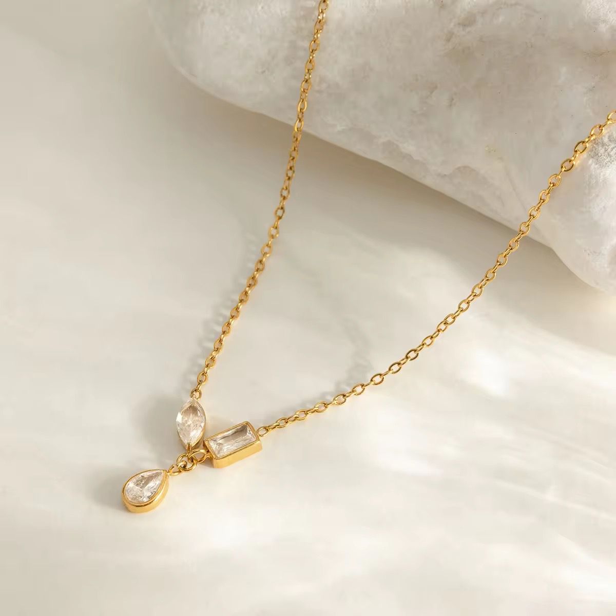 Dainty Three Stone Necklace - Image 2