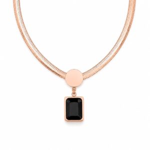 Snake Chain with Black Crystal Pendant