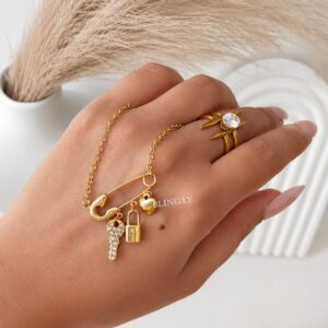 Safety Pin Charms Necklace