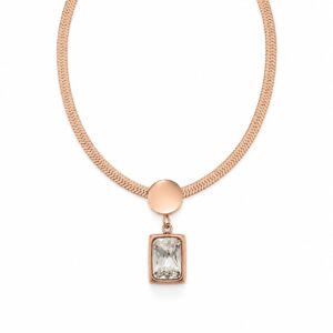 Snake Chain with White Crystal Pendant