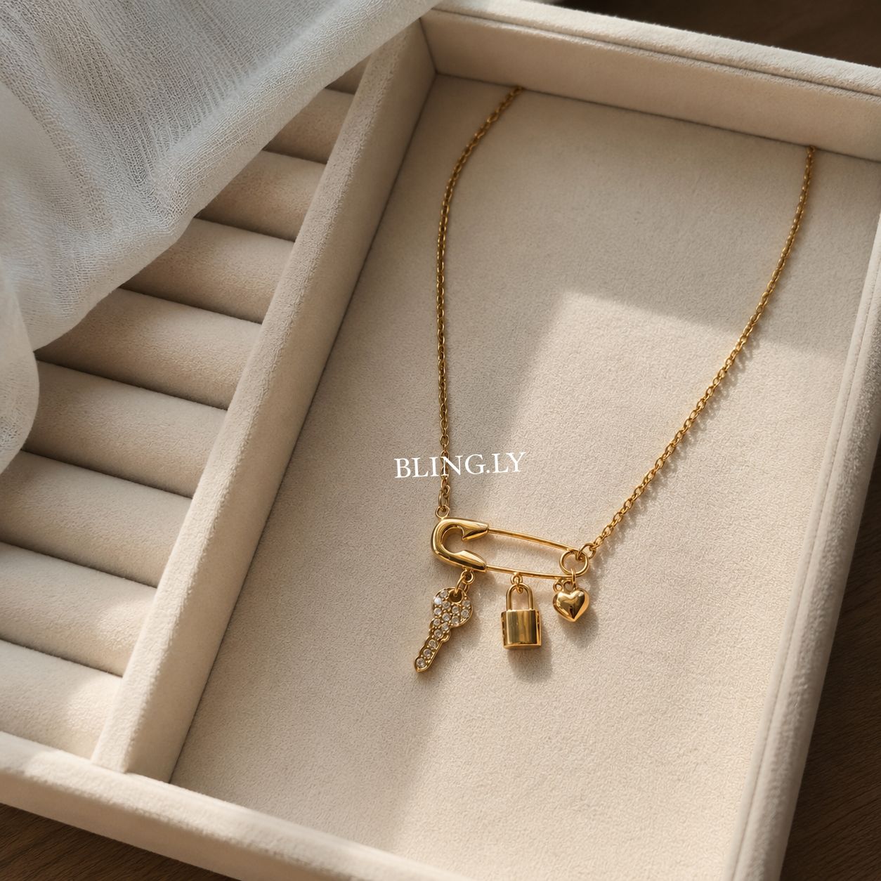 Safety Pin Charms Necklace - Image 3