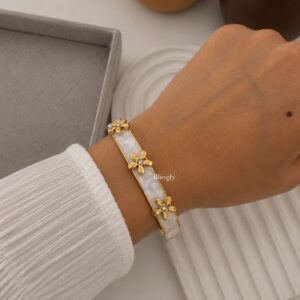 White Floral Bangle