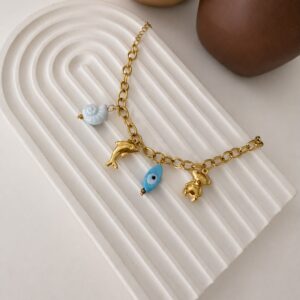 Evil Eye Teddy Bear Charm Bracelet