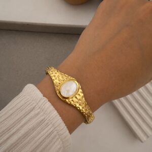 Textured White Pebble Bangle