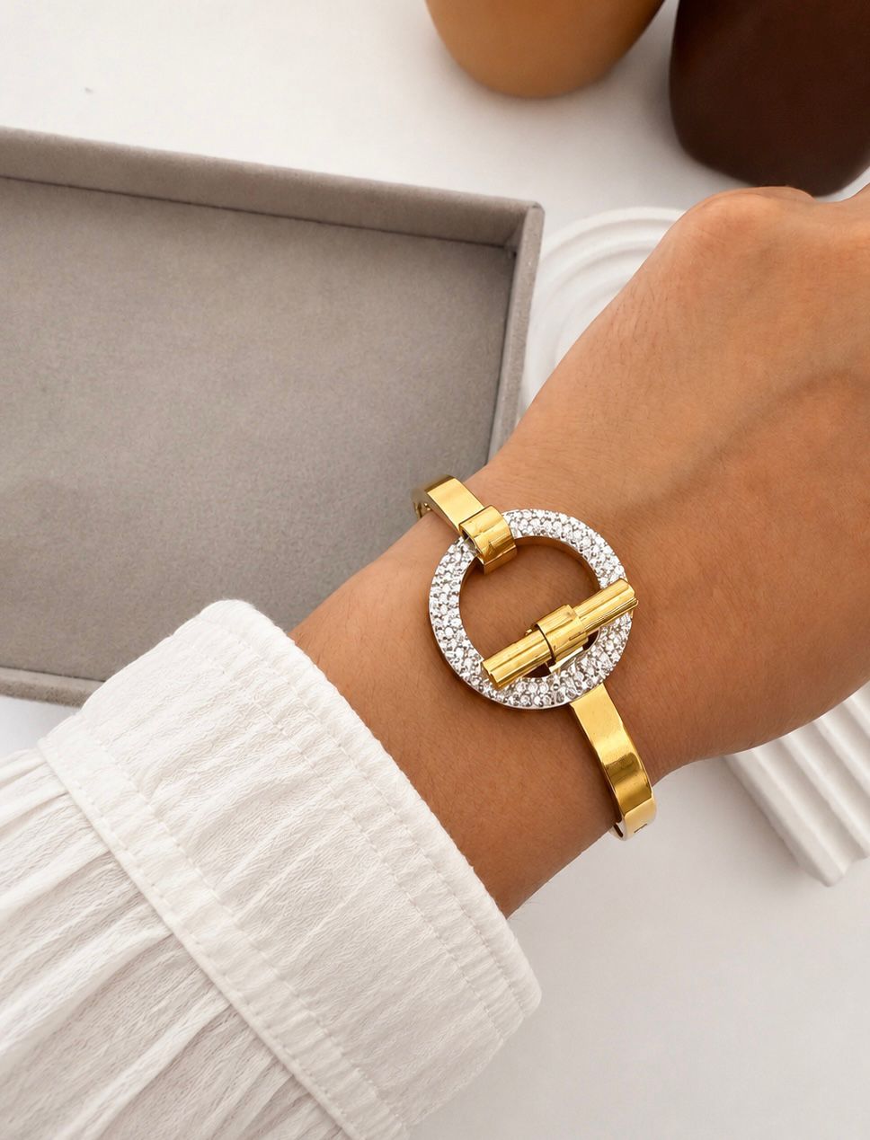 Studded Halo Ring Bangle